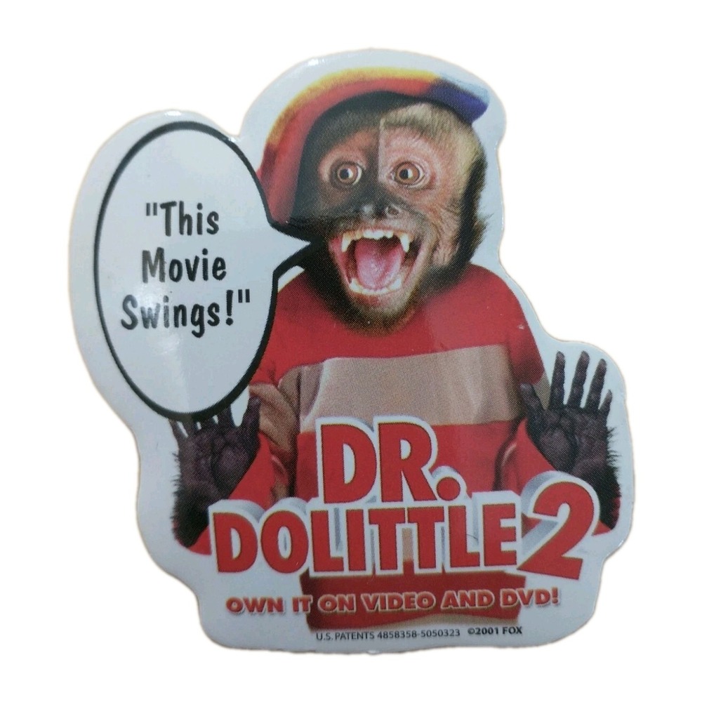 Dr. Doolittle 2 Monkey DVD Promo Movie Badge Button Pin Pinback 2001 FOX